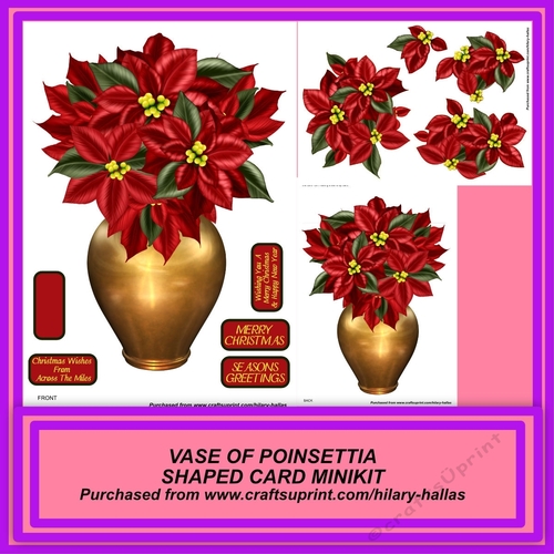 Vase of Poinsettias Shaped Card Minikit