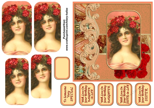 Vintage Beauty With Red Carnations
