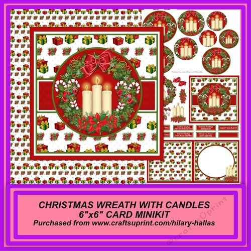 Christmas Wreath With Candles 6x6 Card Minikit