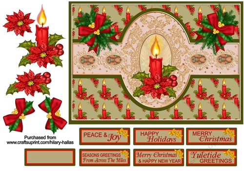 Red Candle & Poinsettia