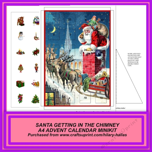 Santa Getting In The Chimney A4 Advent Calendar Minikit