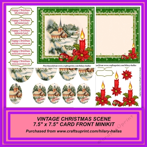 Vintage Church Scene 7.5x7.5 Card Front Minikit