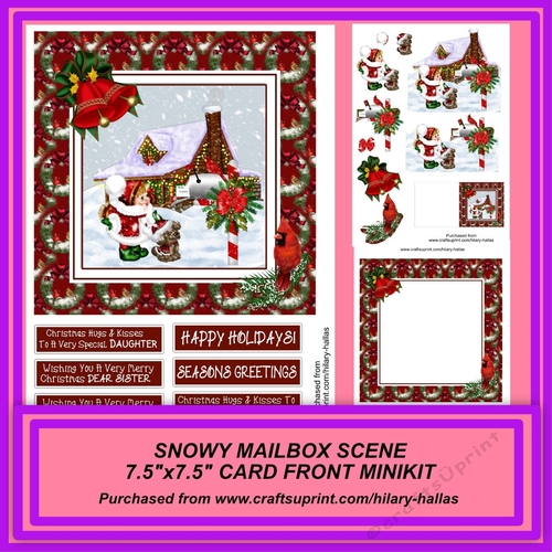 Snowy Mailbox Scene 7.5x7.5 Card Front Minikit
