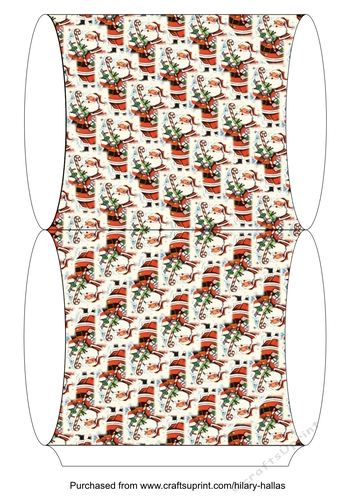 Santa With Candy Cane 7x5 Pillow Box