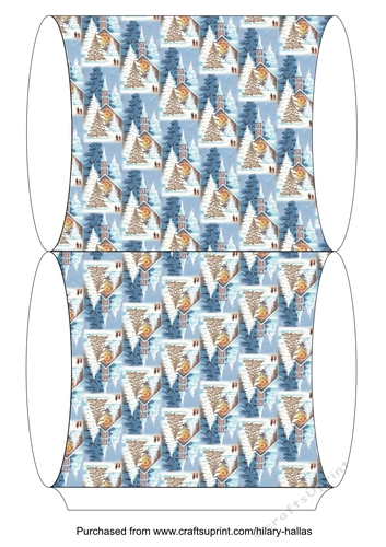 Snowy Church Scene 7x5 Pillow Box