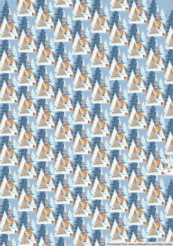 Vintage Snowy Church Scene Background