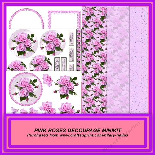 Pink Roses Decoupage Minikit