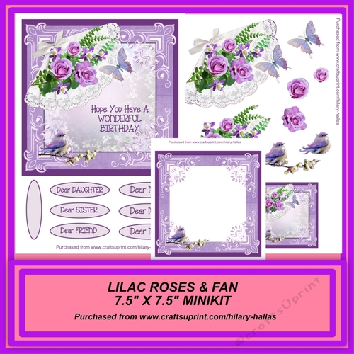 Lilac Roses & Fan 7.5x7.5 Minikit