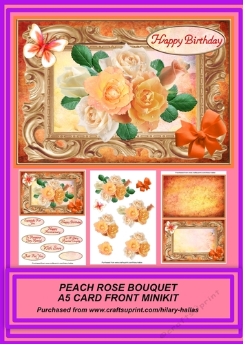 Peach Rose Bouquet A5 Card Front Minikit