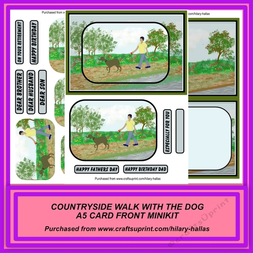 Countryside Walk With The Dog A5 Card Front Minikit