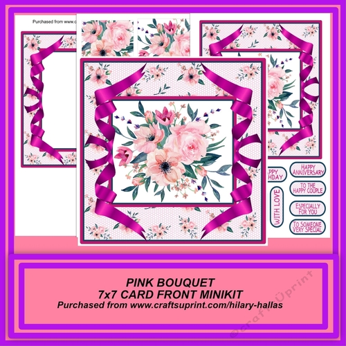 Pink Bouquet 7x7 Card Front Minikit