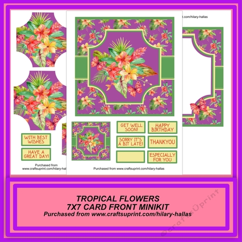 Tropical Flowers 7x7 Card Front Minikit