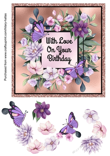 Pink & Lilac Flowers & Butterflies