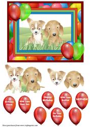 Two Little Pups with Balloons