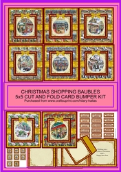 Christmas Shopping Baubles 5x5 Cut & Fold Card Bumper Kit