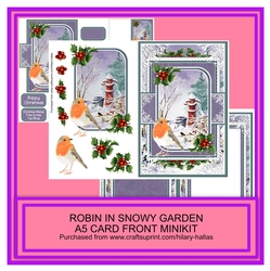 Robin In Snowy Garden A5 Card Front Minikit