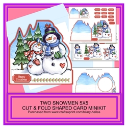 Two Snowmen 5x5 Cut & Fold Shaped Card Minikit
