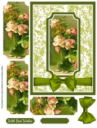 Vintage Vase of Pink Roses