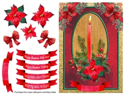 Red Candle & Poinsettia