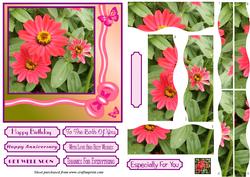 Pink Zinnia Spiral Wavy Sidestacker