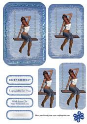 Girl with Red Streaks on Swing Pyramid