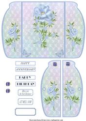 Blue Flower & Lace Gatefold Card