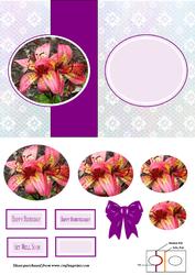 Pink Tiger Lillies Fold Back Card