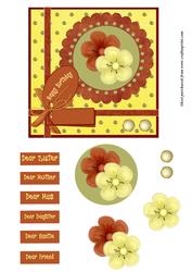 Brown & Yellow Flowers Decoupage