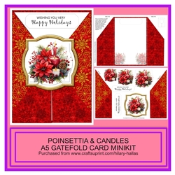 Poinsettia & Candles A5 Gatefold Card Minikit