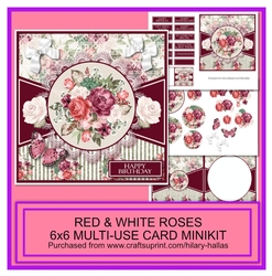 Red & White Roses 6x6 Multi-Use Card Minikit