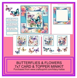 Butterflies & Flowers 7x7 Card & Topper Minikit