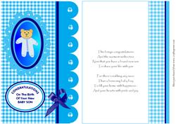 Blue Gingham Baby Son Card