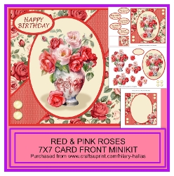 Red & Pink Roses 7x7 Card Front Minikit