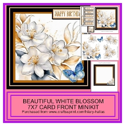 Beautiful White Blossom 7x7 Card Front Minikit