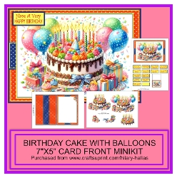 Image of cup235149_819 - Birthday Cake With Balloons 7x5 Card Front Minikit