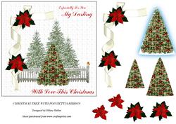 Christmas Tree with Poinsettia Ribbon