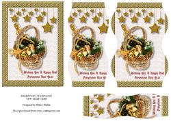 Basket of Champagne New Year Card
