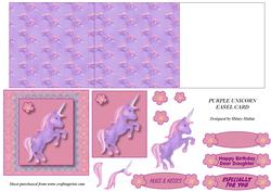 Purple Unicorn Easel Card