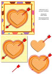 Orange Lacy Heart Topper
