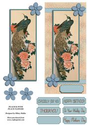 Peacock with Peach Flowers