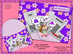 Girl Shopping A5 Gift Envelope Card Kit