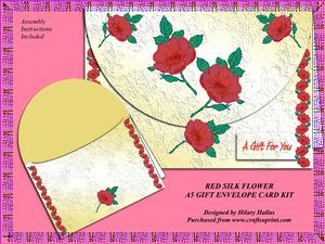 Red Silk Flower A5 Gift Envelope Card Kit