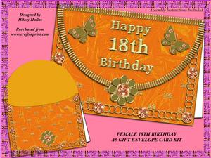 Female 18th Birthday A5 Gift Envelope Card Kit