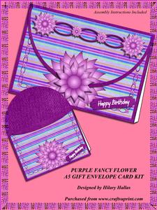 Purple Fancy Flower A5 Gift Envelope Card Kit