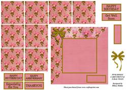 Pink Roses Card Front & T-bag Tiles