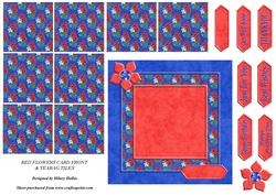 Red Flower Card Front & Teabag Tiles