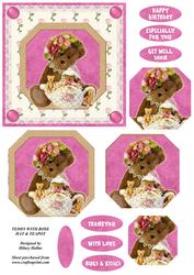 Teddy with Rose Hat & Teapot