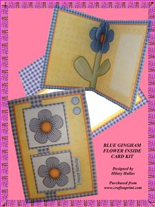 Blue Gingham Flower Inside Card Kit