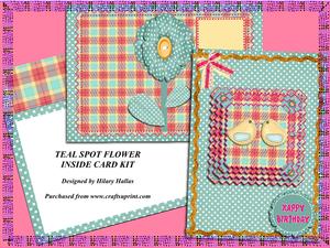 Teal Spot Flower Inside Card Kit