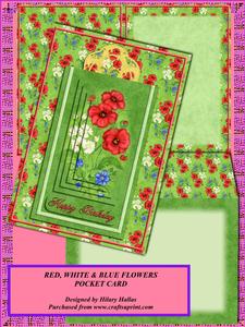 Red White & Blue Flowers Pocket Card Kit